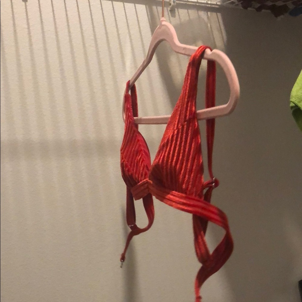 Velvet Festival Red Striped Bikini Top